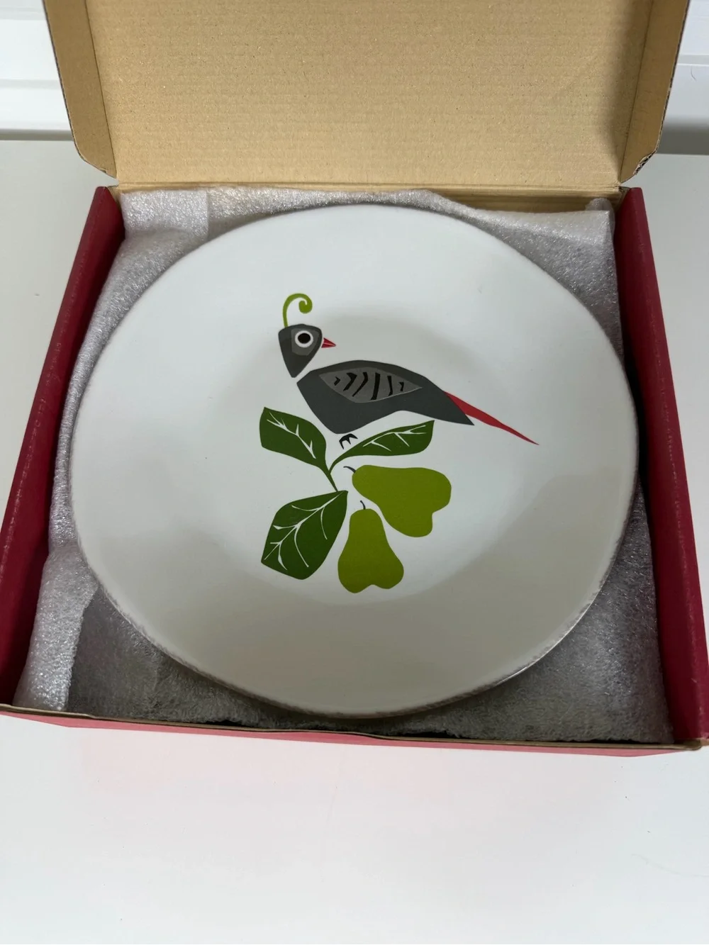 Set of 4 Crate and Barrel “Marin - Winter Birds” Salad Plates 8 1/4”